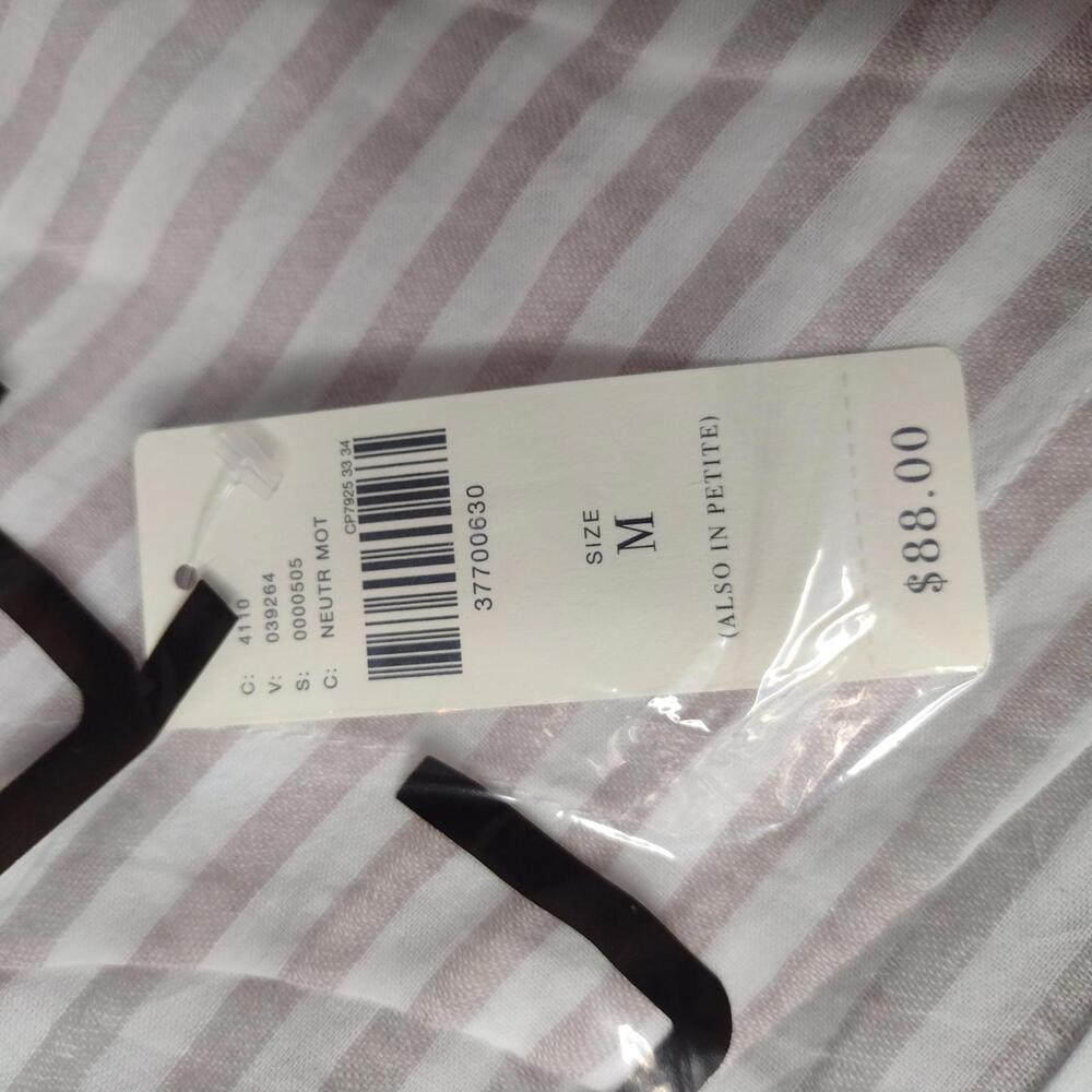 NWT 11.1 TYLHO Women's Neutral Motif/Anthropologie Striped Peplum Blouse Sz M - Picture 5 of 6